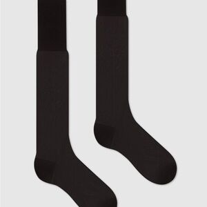 New Men's Gucci Black Silk Cotton Knee High Dress Socks 563235